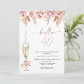 赤面フローラパンパスシャンパンハロー40誕生日 招待状 (スタンド正面)