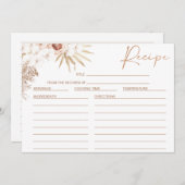 赤面フローラパンパスパームブライダルシャワーレシピカード 招待状 (正面/裏面)