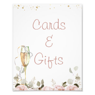 赤面フローラパールスプロセッコブライダルシャワー標識 フォトプリント           