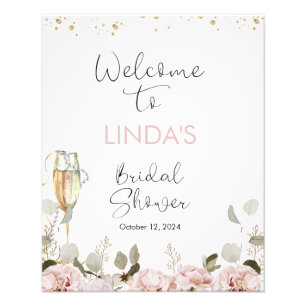 赤面フローラパールブライダルシャワーウェルカムサイン フォトプリント           