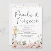 赤面フローラパールプロセッコQRコードブライダルシャワー 招待状 (正面)