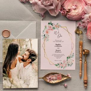 赤面フローラピシンプルンクWe Do Photos結婚 招待状