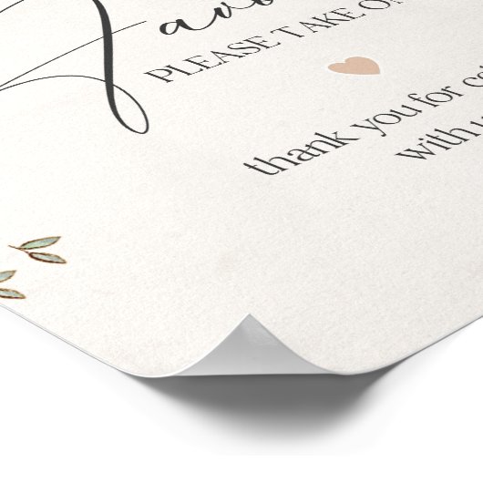 赤面フローラピンクの赤ちゃんシャワーの好意サイン ポスター (角)