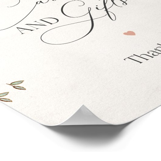 赤面フローラピンクの赤ちゃんシャワーカードとギフトサイン ポスター (角)