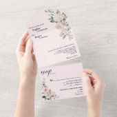 赤面フローラピンクオールインワン結婚式招待状 オールインワン招待状 (貼ってはがせる)