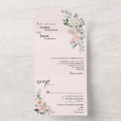 赤面フローラピンクオールインワン結婚式招待状 オールインワン招待状 (内側)