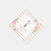 赤面フローラピンクストライプパーティー1st誕生日 スタンダードカクテルナプキン (角)
