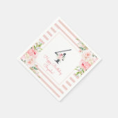 赤面フローラピンクストライプパーティー4th誕生日 スタンダードカクテルナプキン (角)