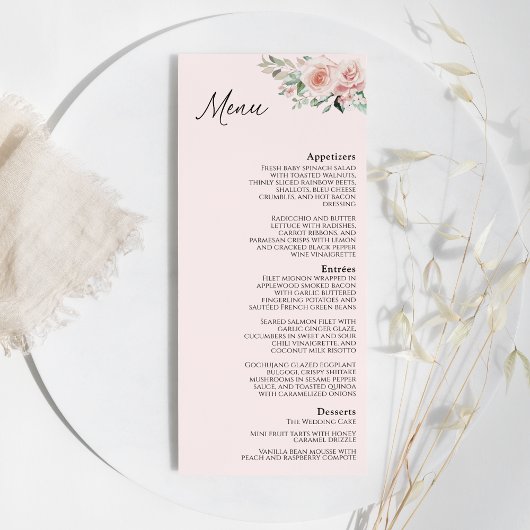 赤面フローラピンク結婚のフラットメニュー メニュー