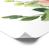 赤面フローラピンク結婚の花の歓迎サイン ポスター (角)