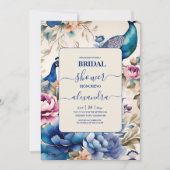 赤面フローラピーコックチノイスリーブライダルシャワー 招待状 (正面)