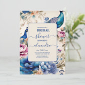 赤面フローラピーコックチノイスリーブライダルシャワー 招待状 (スタンド正面)