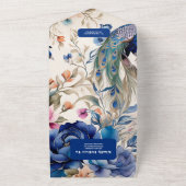 赤面フローラピーコックチノイスリー結婚ズ オールインワン招待状 (外側)