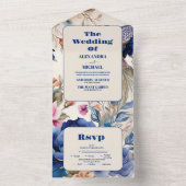 赤面フローラピーコックチノイスリー結婚ズ オールインワン招待状 (内側)