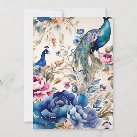 赤面フローラピーコックチノイスリー結婚ズ 招待状 (裏面)