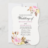 赤面フローラピーチオータム秋の結婚式 招待状 (正面)