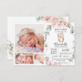 赤面フローラフクロウ新生児写真誕生のお知らせ 案内状 (正面/裏面)