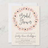 赤面フローラフレームブライダルシャワー 招待状 (正面)