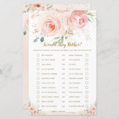 赤面フローラブライダルシャワーは、むしろゲーム (正面/裏面)