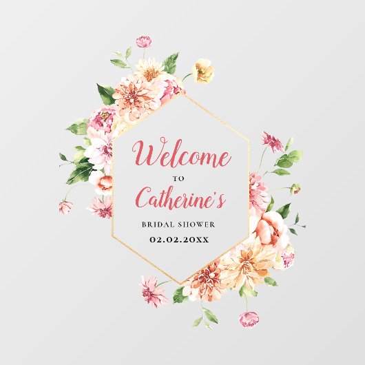 赤面フローラブライダルシャワーアクリルウェルカムサイン ウィンドウサイン (シート)