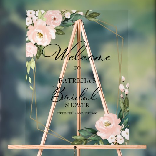 赤面フローラブライダルシャワーウェルカムサイン アクリルサイン (ニュートラル)