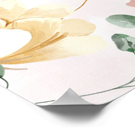 赤面フローラブライダルシャワーウェルカムサイン ポスター (角)