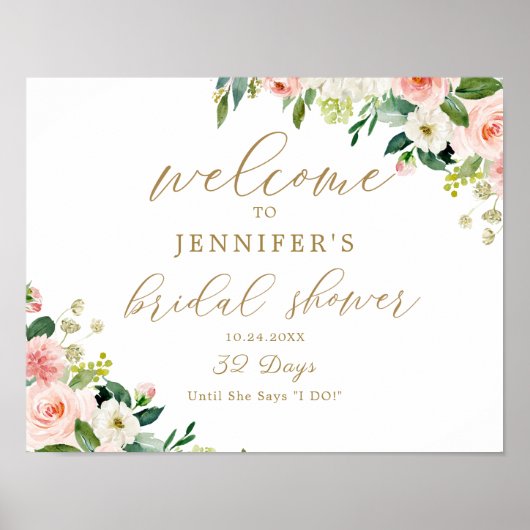 赤面フローラブライダルシャワーウェルカムポスター ポスター (正面)