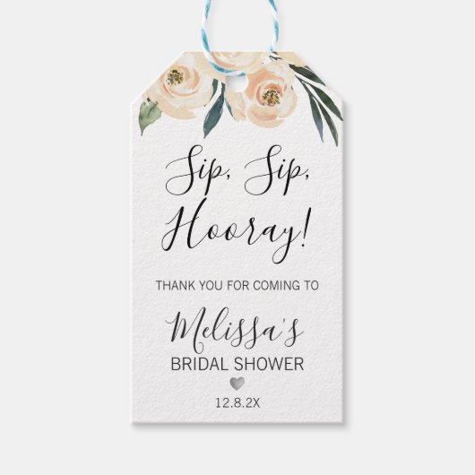 赤面フローラブライダルシャワースクィスホレーラベル ギフトタグ (正面)