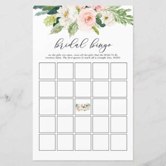 赤面フローラブライダルシャワービンゴゲームカード (正面)