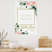 赤面フローラブライダルシャワーフォトブースフレーム ポスター (キッチン)