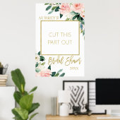 赤面フローラブライダルシャワーフォトブースフレーム ポスター (ホームオフィス)