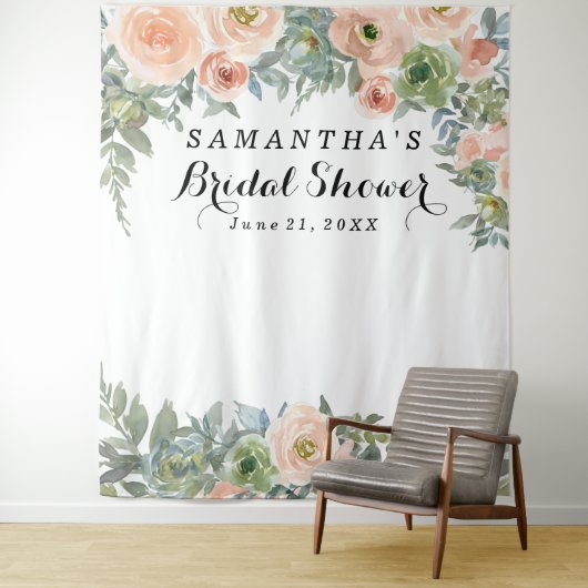 赤面フローラブライダルシャワーフォトブース タペストリー (インサイチュ)