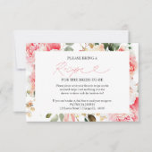 赤面フローラブライダルシャワーレシピ要求 招待状 (正面)