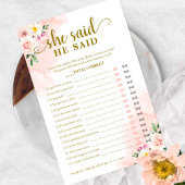 赤面フローラブライダルシャワー彼は彼女はゲームを言った チラシ