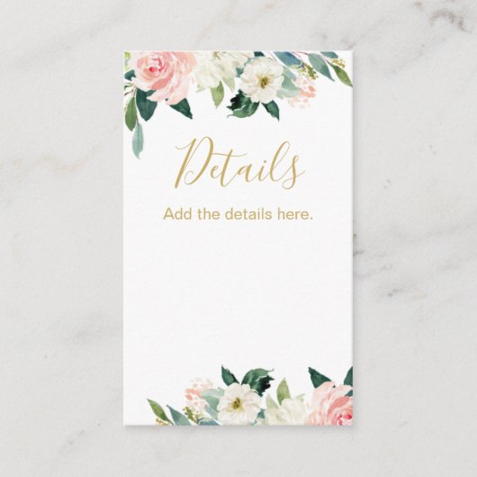 赤面フローラブライダルシャワー詳細挿入 名刺 (正面)