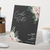 赤面フローラブラックウェディングカードとギフトサイン 台座サイン (インサイチュ)