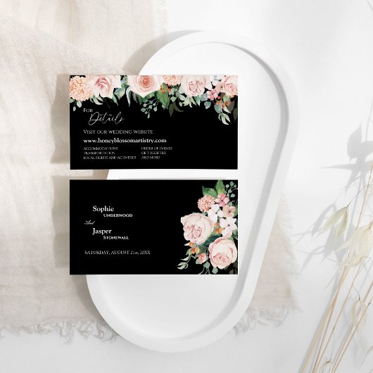 赤面フローラブラック結婚のウェブサイト エンクロージャーカード