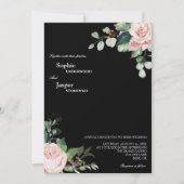 赤面フローラブラック結婚式招待状 招待状 (正面)