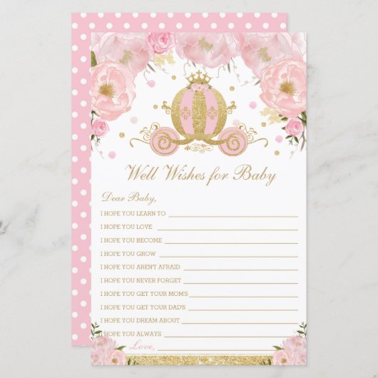 赤面フローラプリンセスの赤ちゃんシャワーの願い (正面/裏面)