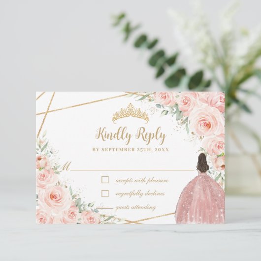 赤面フローラプリンセスキンセアニラ金ゴールドクラウンドレス 出欠カード (スタンド正面)