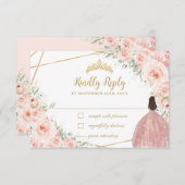 赤面フローラプリンセスキンセアニラ金ゴールドクラウンドレス 出欠カード (正面/裏面)