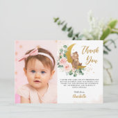 赤面フローラベアクレセントムーン誕生日写真 サンキューカード (スタンド正面)