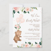赤面フローラベア – 赤ちゃんのシャワー待つ 招待状 (正面)