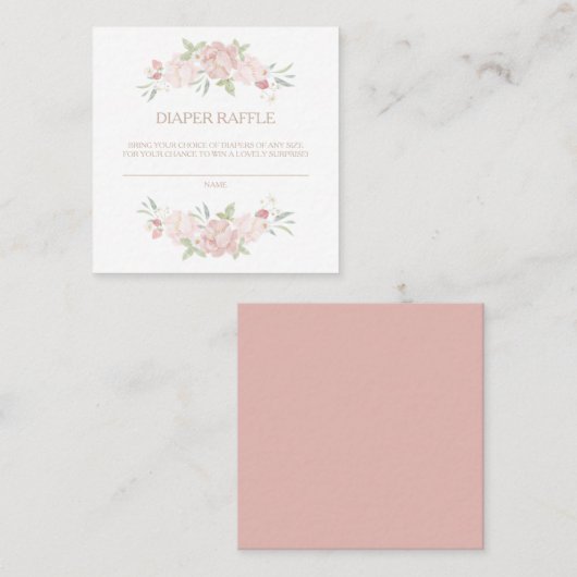赤面フローラベビーシャワーおむつラッフルカード スクエア名刺 (正面/裏面)