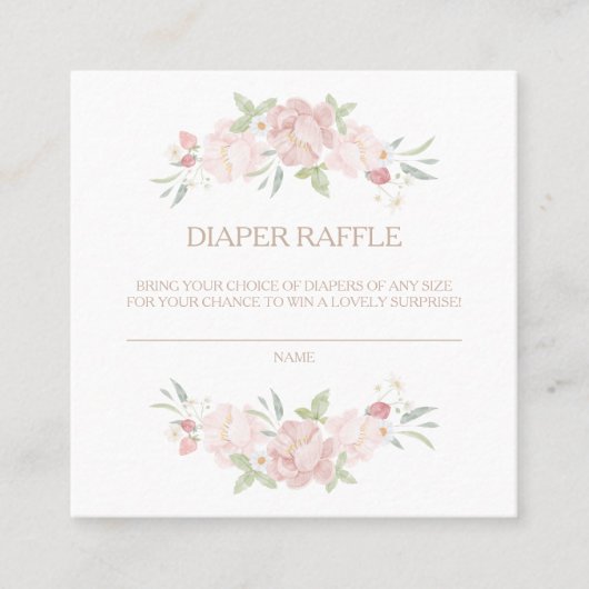 赤面フローラベビーシャワーおむつラッフルカード スクエア名刺 (正面)