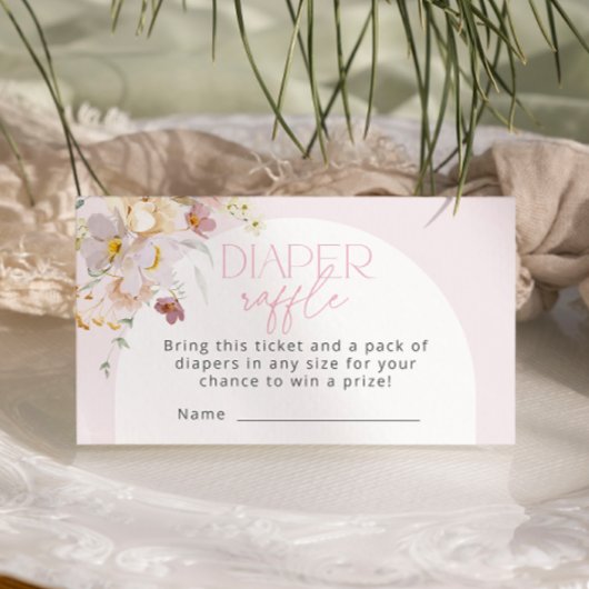赤面フローラベビーシャワーおむつラッフル エンクロージャーカード