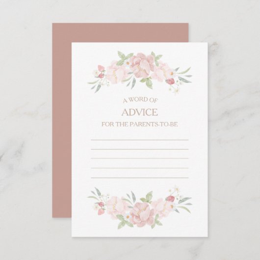 赤面フローラベビーシャワーアドバイスカード サンキューカード (正面/裏面)