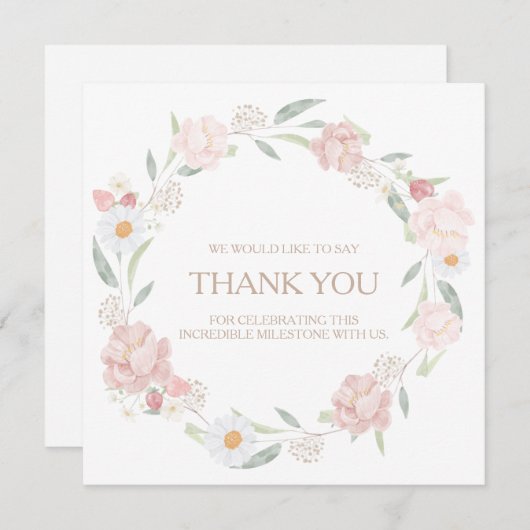 赤面フローラベビーシャワーサンキューカード サンキューカード (正面/裏面)