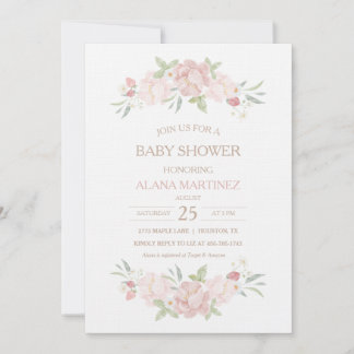 赤面フローラベビーシャワー招待状 招待状