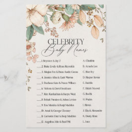 赤面フローラベビーシャワー有名人ベビー名ゲーム